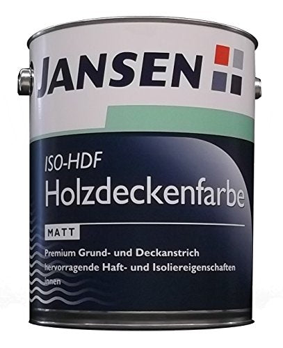 Jansen ISO-HDF Holzdeckenfarbe weiss 5 Liter matt Grund und Deckanstrich