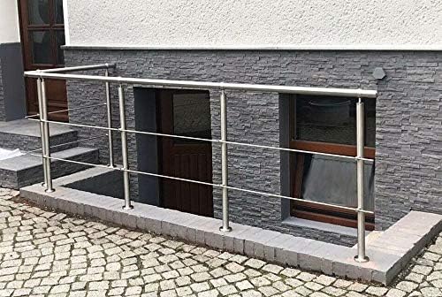 Edelstahlgeländer Aufmontage für Balkon Terrasse Treppe mit waagerechten Streben-Variante: mit 2 Str