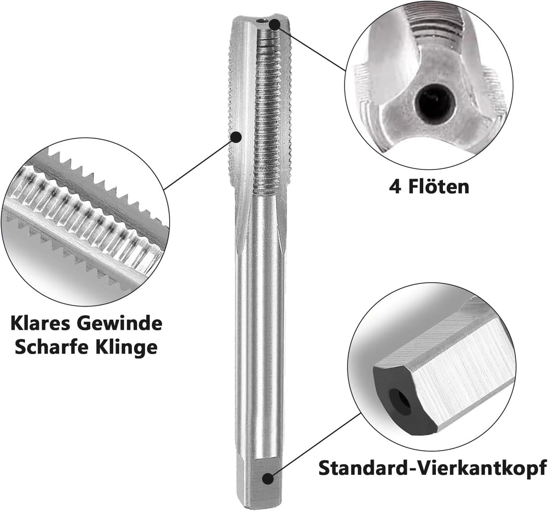 Gewindeschneid M14 x 1.5mm, HSS Gewindebohrer und Schneideisen Set, Rechtsgewinde Feingewinde Schnei