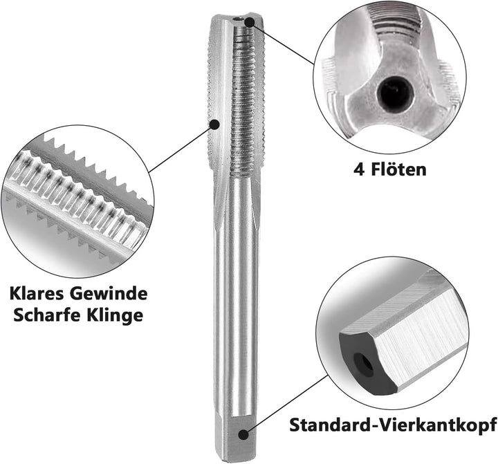 Gewindeschneid M14 x 1.5mm, HSS Gewindebohrer und Schneideisen Set, Rechtsgewinde Feingewinde Schnei