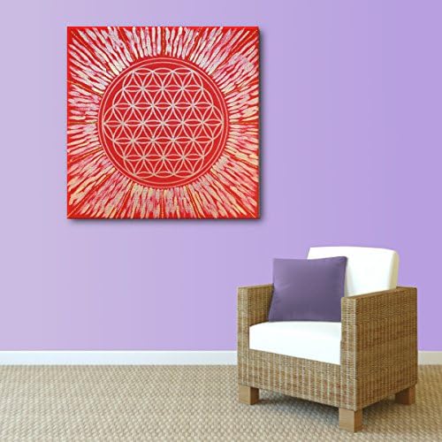 Wandbild Blume des Lebens in Gold "Kraft der Sonne" - HANDGEMALT - Grösse 50cm x 50cm - mit Acrylfar