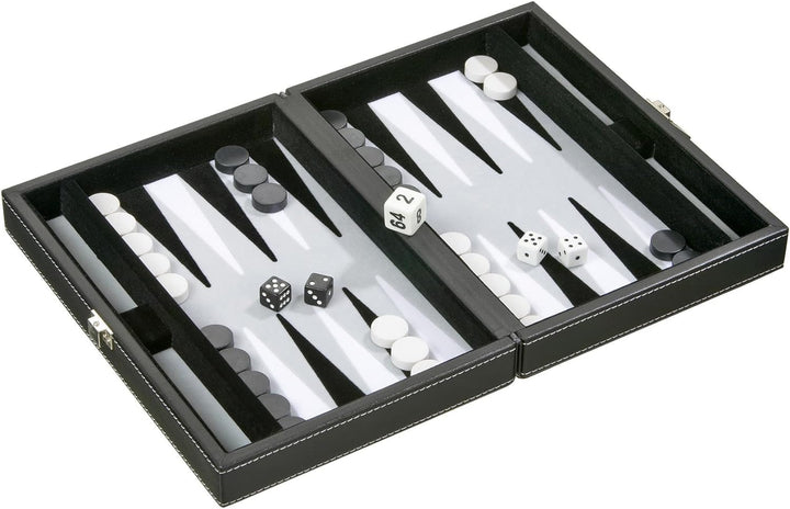 Philos 1712 - Backgammon Tinos, klein, grau, Kunstleder, magnetisch, Reisespiel
