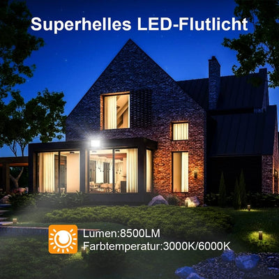 Lospitch 100W LED Strahler, 8500LM 6000K LED Fluter Kaltweiss Superhell Aussenstrahler, IP66 Wasserd