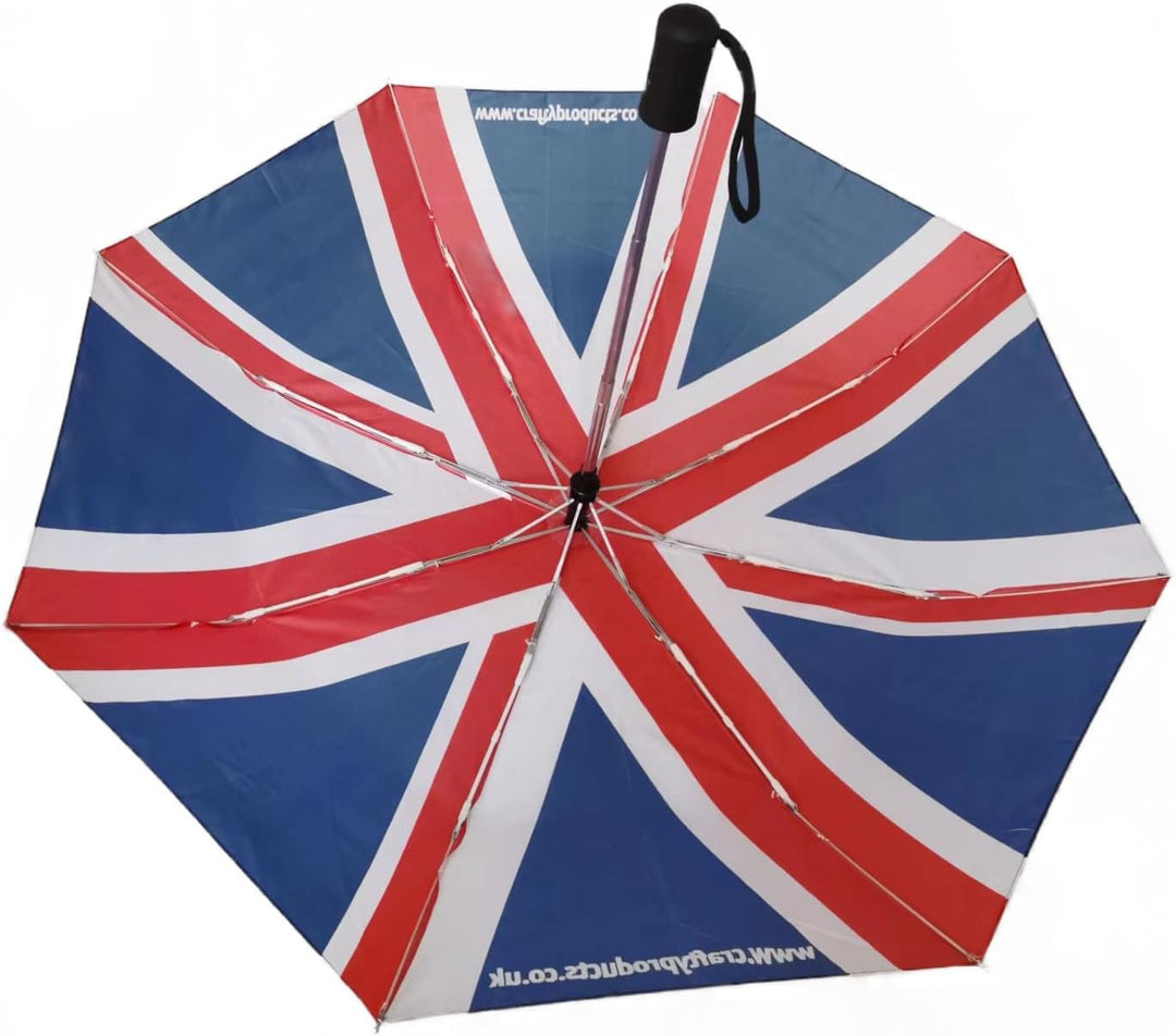 Fabri-Cut Faltbarer Reise-Regenschirm mit Union Jack-Design und automatischer Druckknopf-Öffnung, un