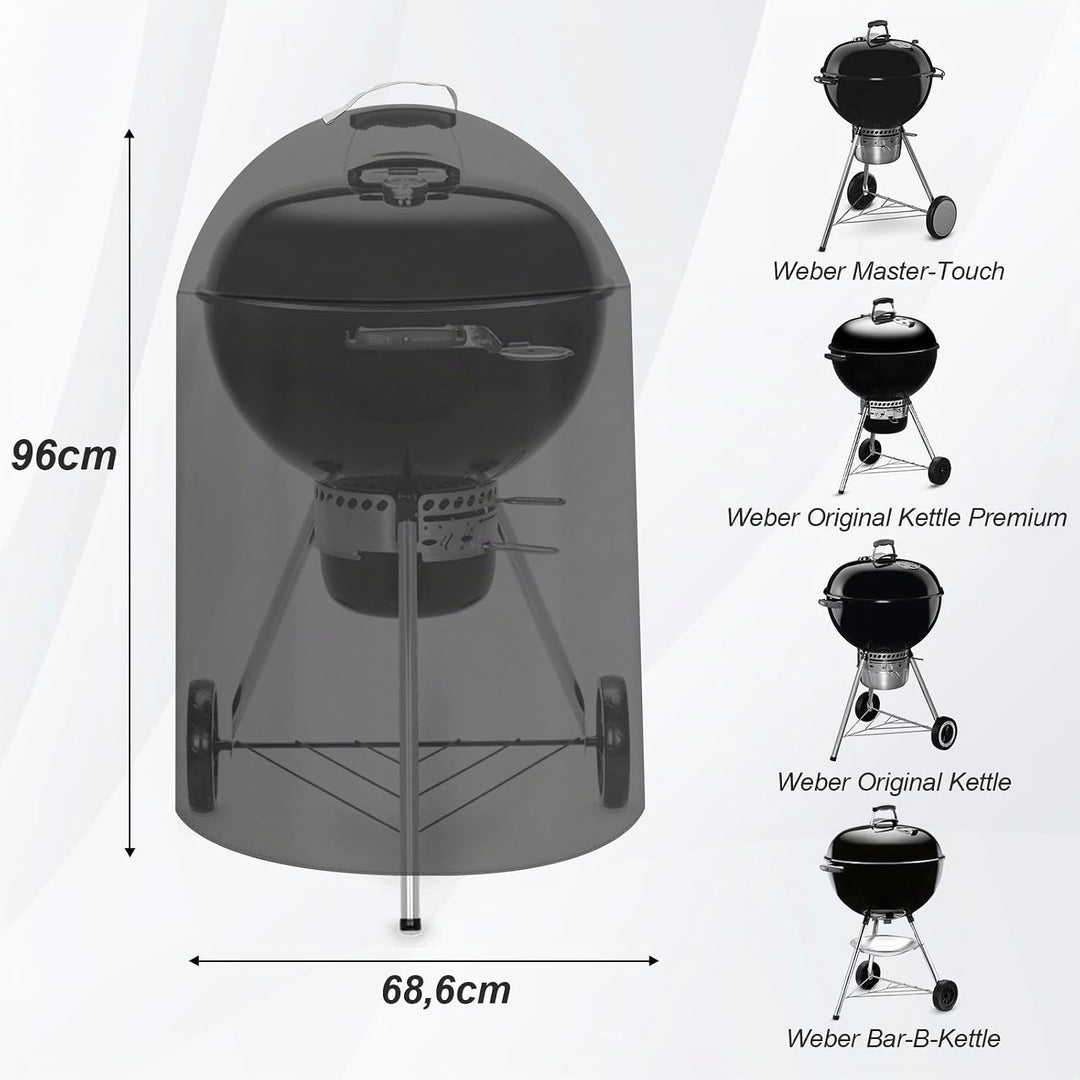 Grillabdeckung für Weber 57CM Premium Holzkohlegrills, 600D Oxford Abdeckhaube für Kugelgrill Abdeck