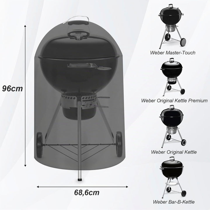 Grillabdeckung für Weber 57CM Premium Holzkohlegrills, 600D Oxford Abdeckhaube für Kugelgrill Abdeck