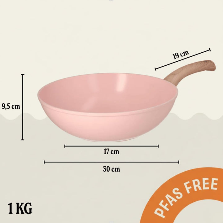 Cook & Pan - Blush Wokpfanne 30 cm-Induktionsgeeignet-PFAS frei Keramik-Beschichtung -Antihaft- wärm
