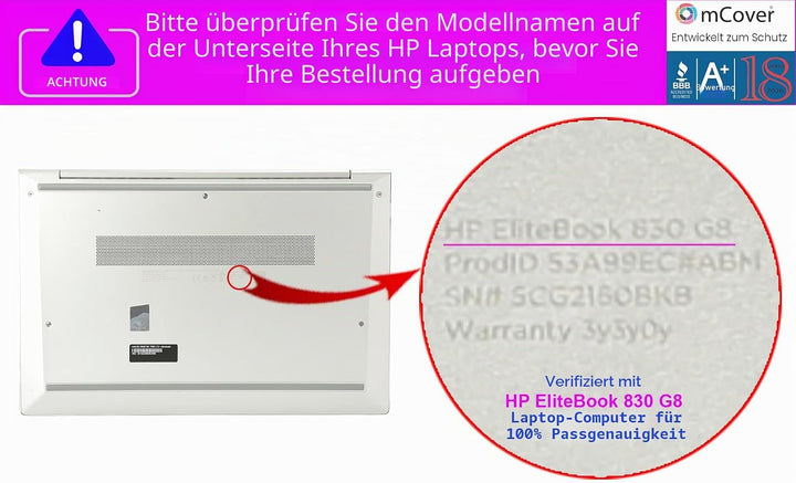 mCover Schutzhülle nur kompatibel mit HP EliteBook 830 G7 / G8 (Intel CPU) | EliteBook 835 G7 / G8 (