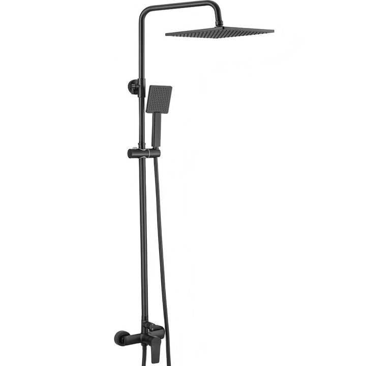 Duscharmatur Schwarz, Auralum Duschsystem Höhenverstellbar 90-120cm, Duschamaturenset mit 11 Inch Re