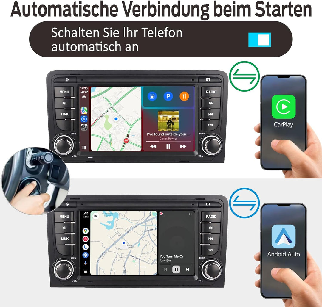 Linux Autoradio Blitzstart für Audi A3 S3 RS3 8P 2003-2012 Wireless CarPlay/Android Auto/Bluetooth/F