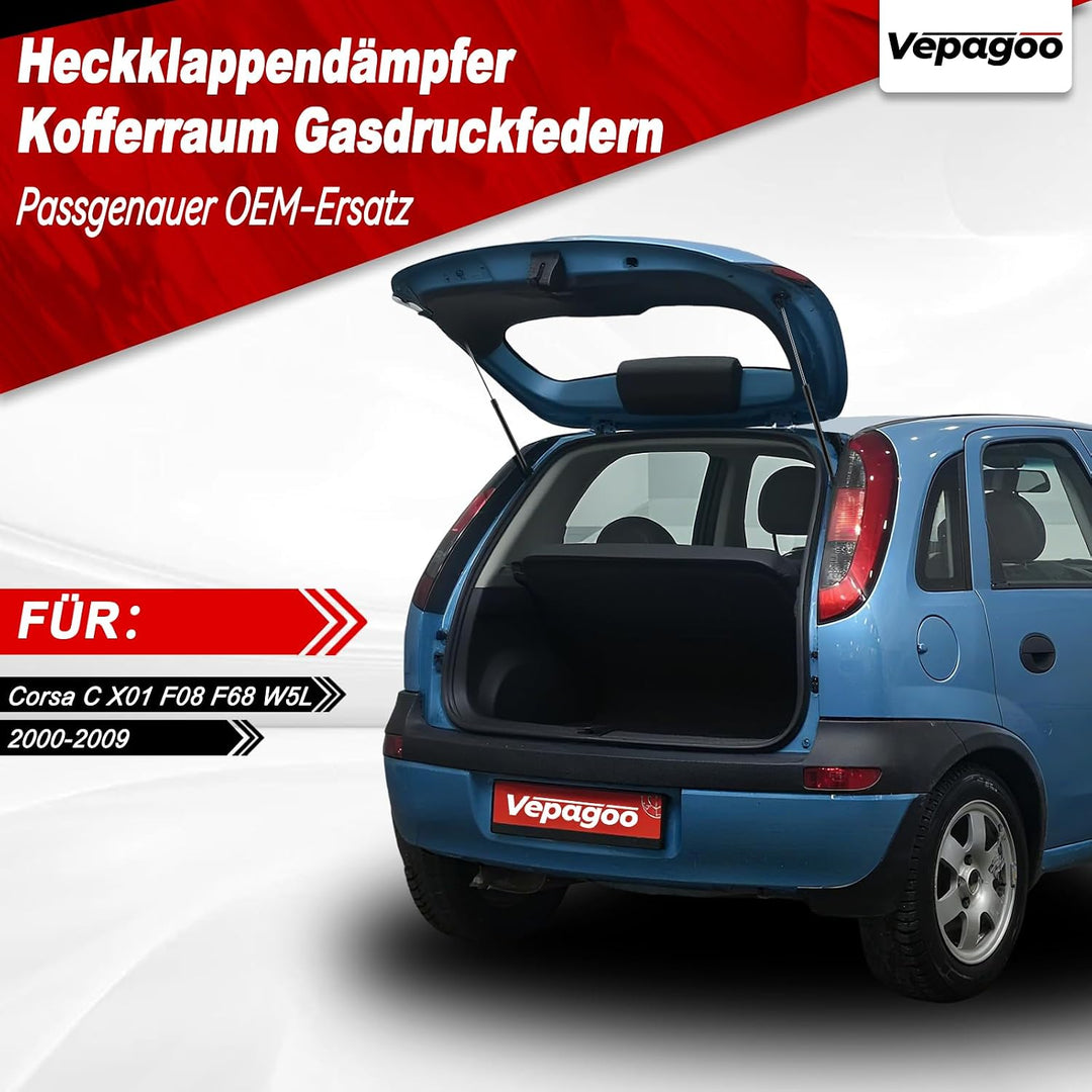 Vepagoo Heckklappendämpfer Gasdruckfedern für Opel Corsa C F08 F68 W5L 2000-2009 kofferraum dämpfer