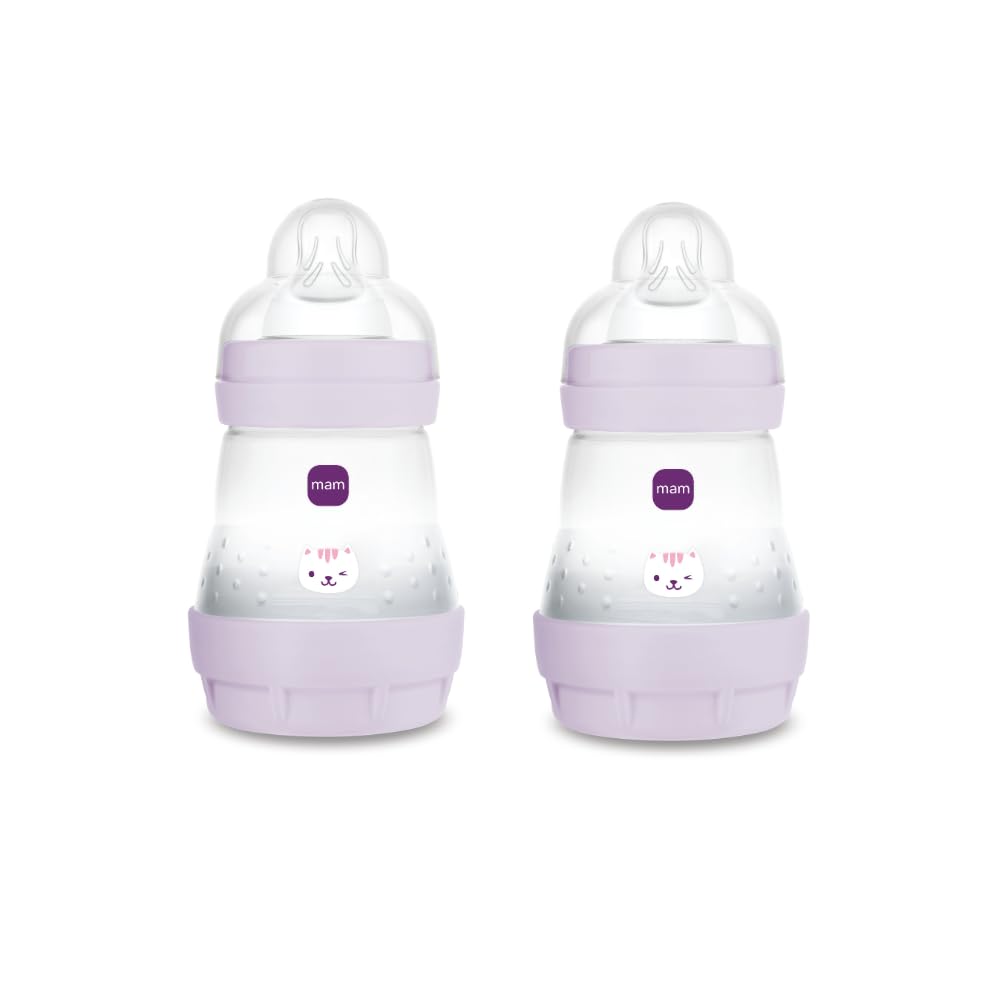 MAM Easy Start Babyflasche, 160 ml (2er-Set), Set mit 2 Anti-Kolik-Flaschen, reduziert Luftblasen un