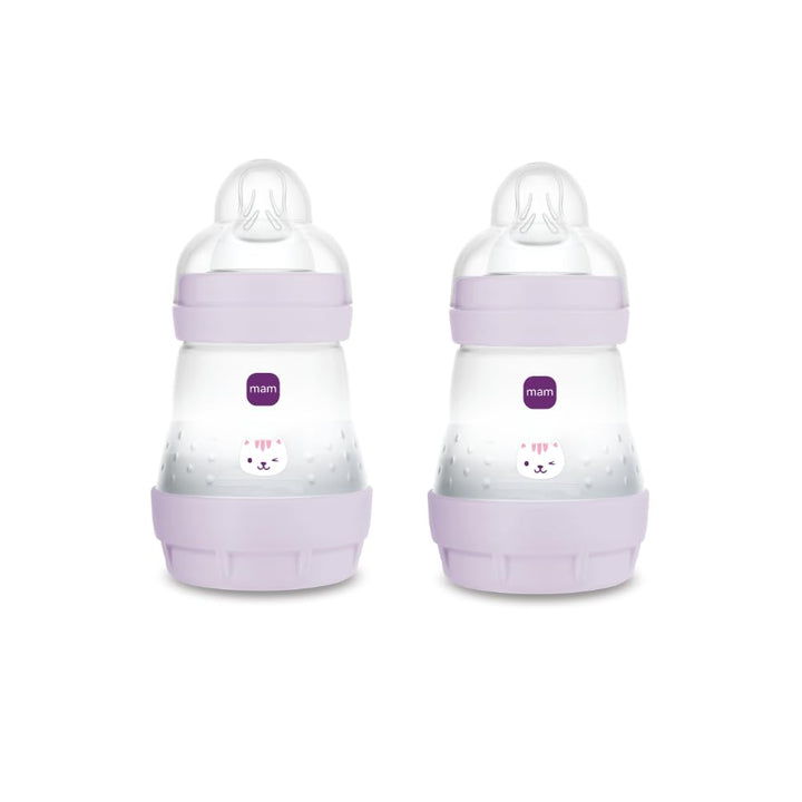 MAM Easy Start Babyflasche, 160 ml (2er-Set), Set mit 2 Anti-Kolik-Flaschen, reduziert Luftblasen un