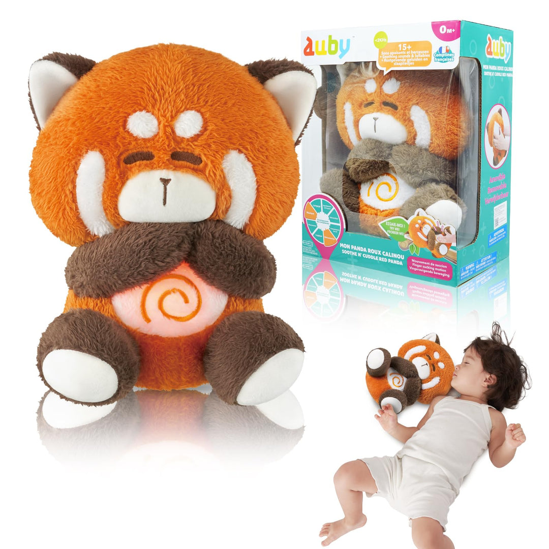 auby Soothe n’ Cuddle Roter Panda Baby Beruhigungsspielzeug – Weisses Rauschen & Schlaflieder, Plüsc