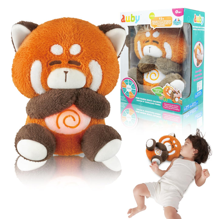 auby Soothe n’ Cuddle Roter Panda Baby Beruhigungsspielzeug – Weisses Rauschen & Schlaflieder, Plüsc