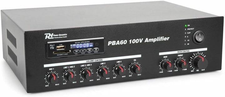 Power Dynamics PBA60 100 V Verstärker 60 W MP3-Player, Tuner und Bluetooth