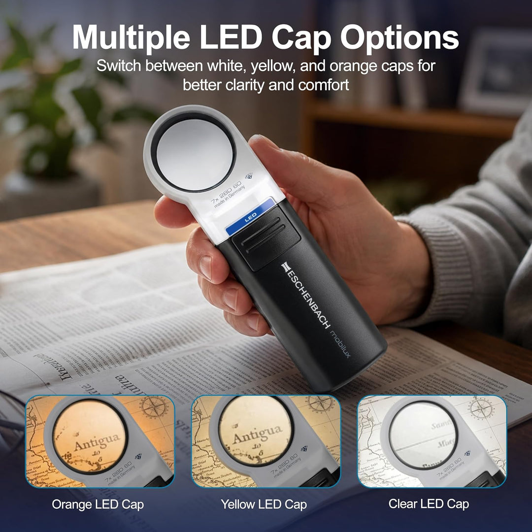 Eschenbach Optik Handlupe mobiluxLED mit LED-Beleuchtung und 7X-Vergrösserung Linsengrösse: (Ø) 35mm
