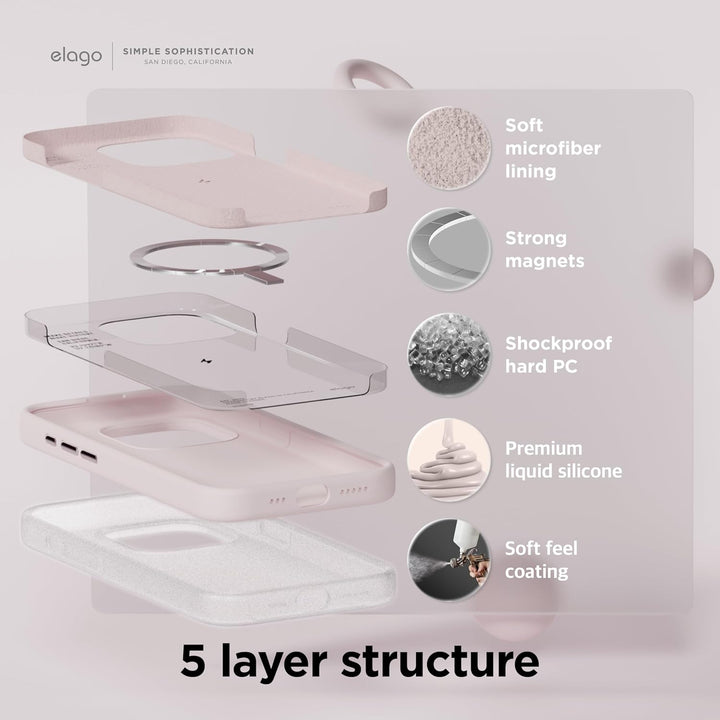 elago Magnetische Silikonhülle Kompatibel mit iPhone 15 Hülle, Kompatibel mit MagSafe Alles Zubehör,