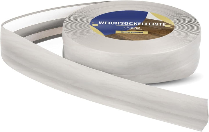DQ-PP WEICHSOCKELLEISTE | 20m | birke | 32x23mm | PVC | selbstklebend | Knickwinkel Fussleisten Gumm