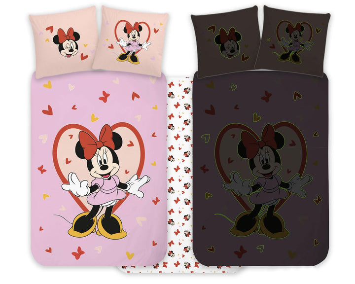 Minnie Mouse Bettwäsche-Set für Kinderbett, 100 x 135 cm + Kissenbezug 40 x 60 cm, 100 % Baumwolle,