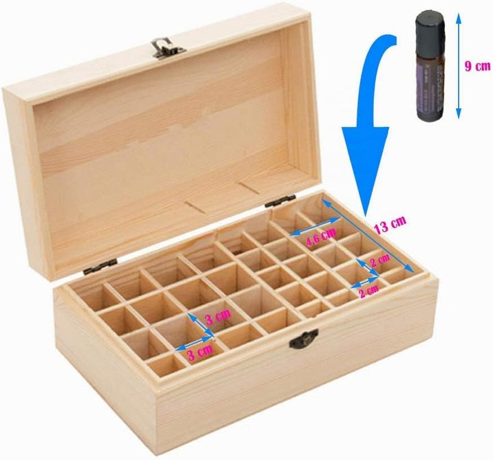 36 Slots Ätherisches Öl Box aus Holz - Bietet Platz für 5 10 15 ml ätherisches Öl-Flaschen - Ideales