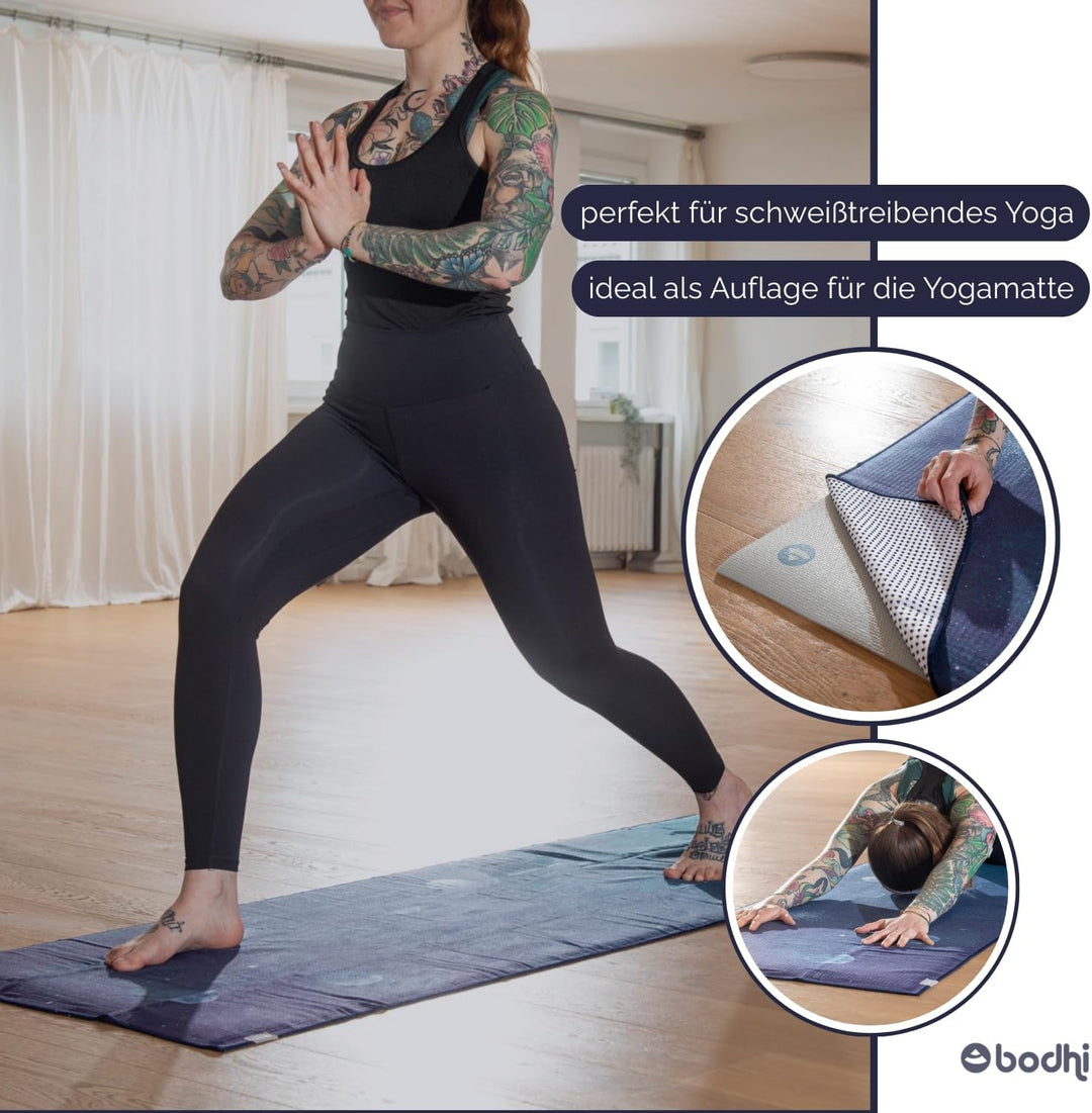 Bodhi Grip² Yoga Handtuch | Yogatuch mit Antirutsch Noppen | Rutschfestes Mikrofasertuch | Hot Yoga