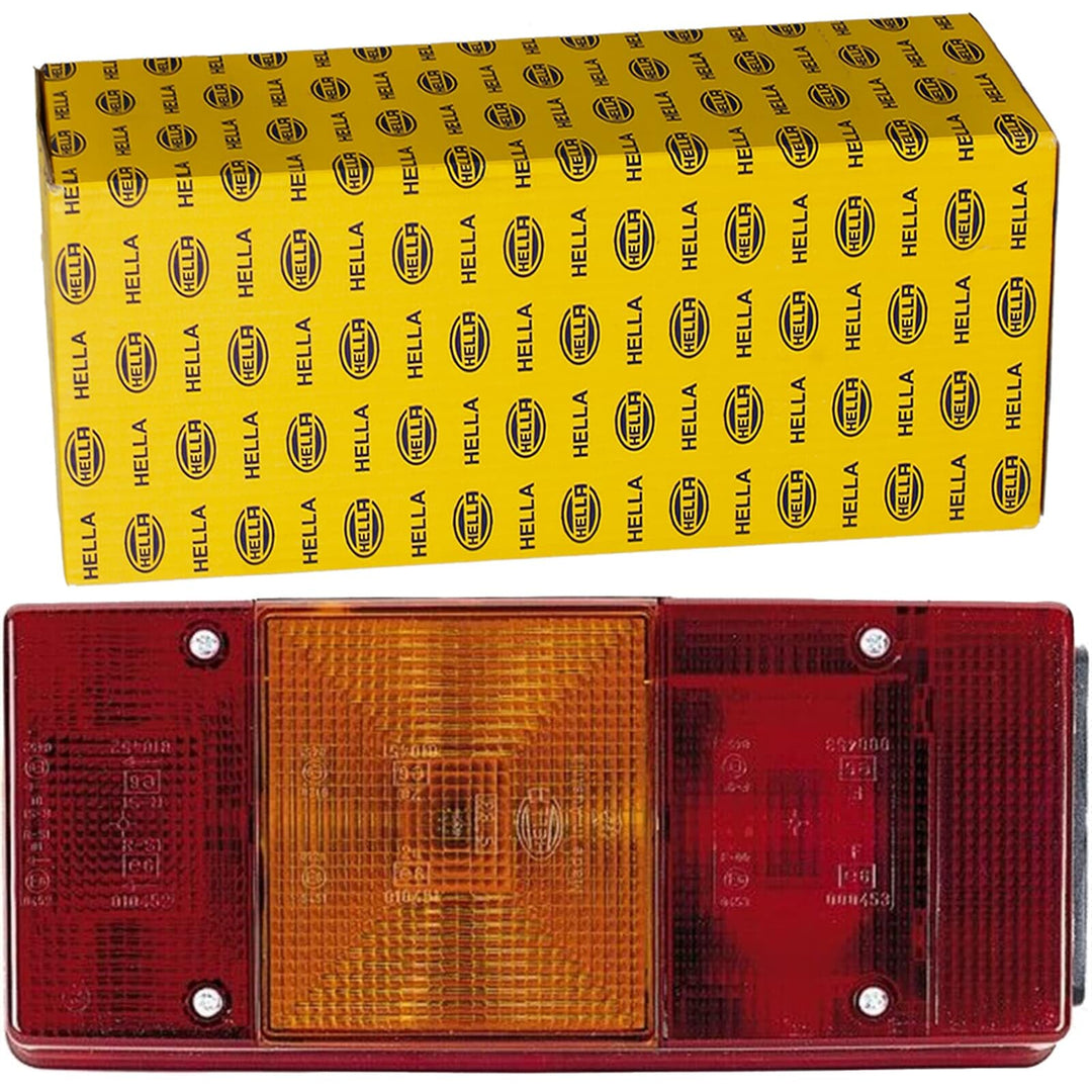 HELLA - Heckleuchte - Glühlampe - 12V - Anbau - Lichtscheibenfarbe: rot - Stecker: Flachstecker - re