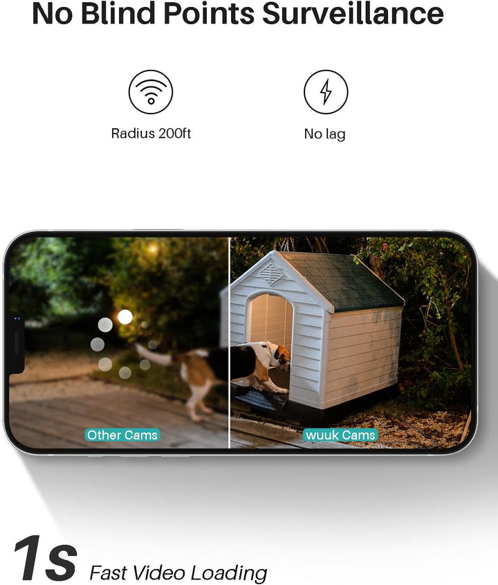 WUUK Video Türklingel mit Kamera, 2K Türklingel kabellos mit Homebase/Chime, Keine Monatliche Gebühr