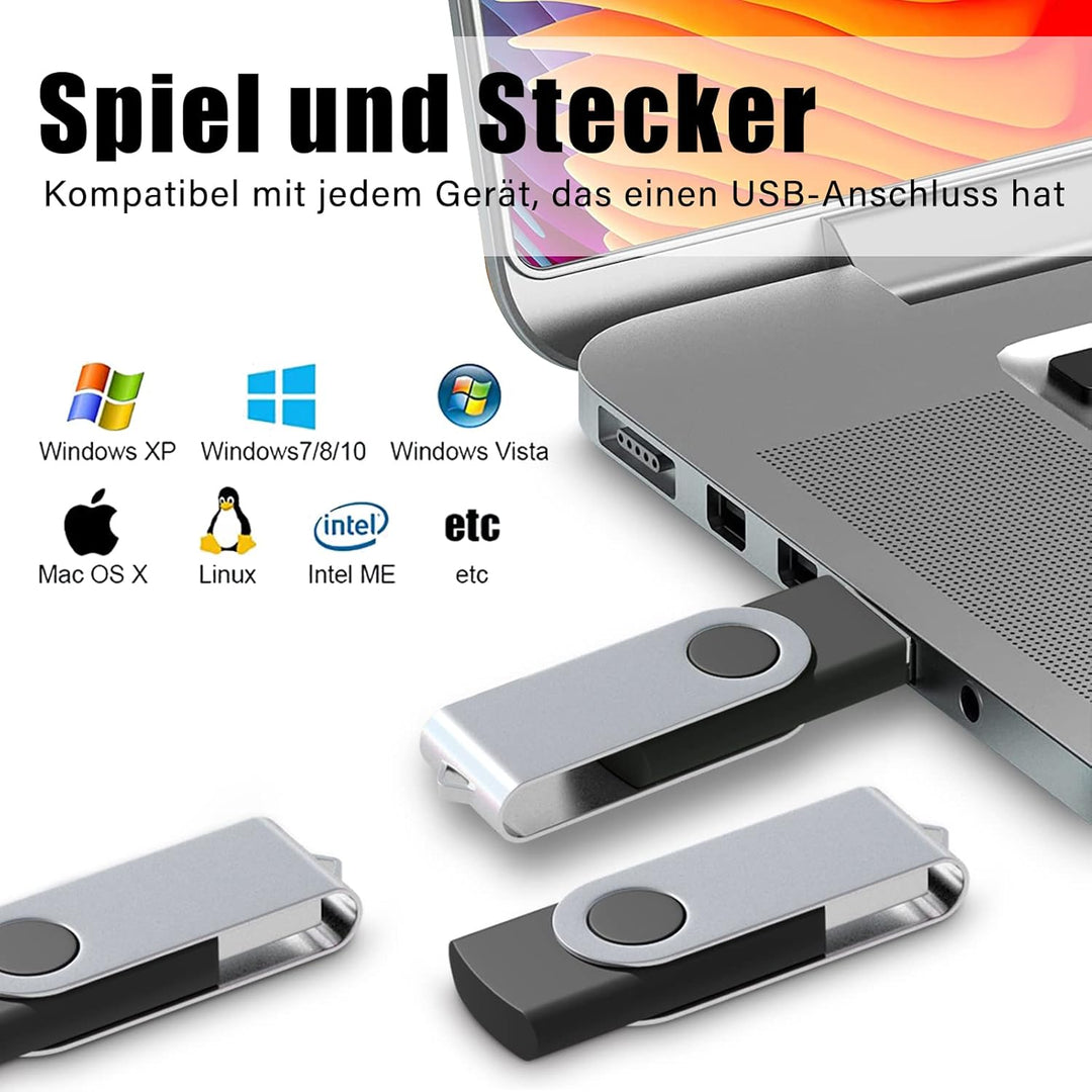EASTBULL Einklappbarer 4GB USB 2.0 Transmemory Memory Stick, 10 stück Schwarz 4GB Schwarz, 4GB Schwa
