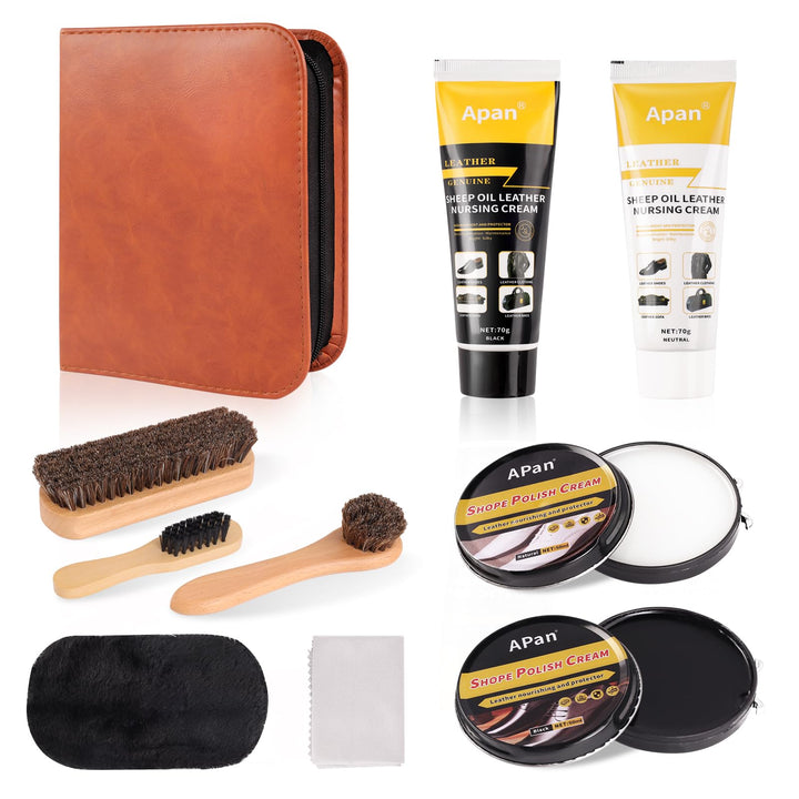 Lederschuhpflege Set mit Black Shoe Wax/Black shoe polish & Colourless Shoe Wax/Colourless shoe poli