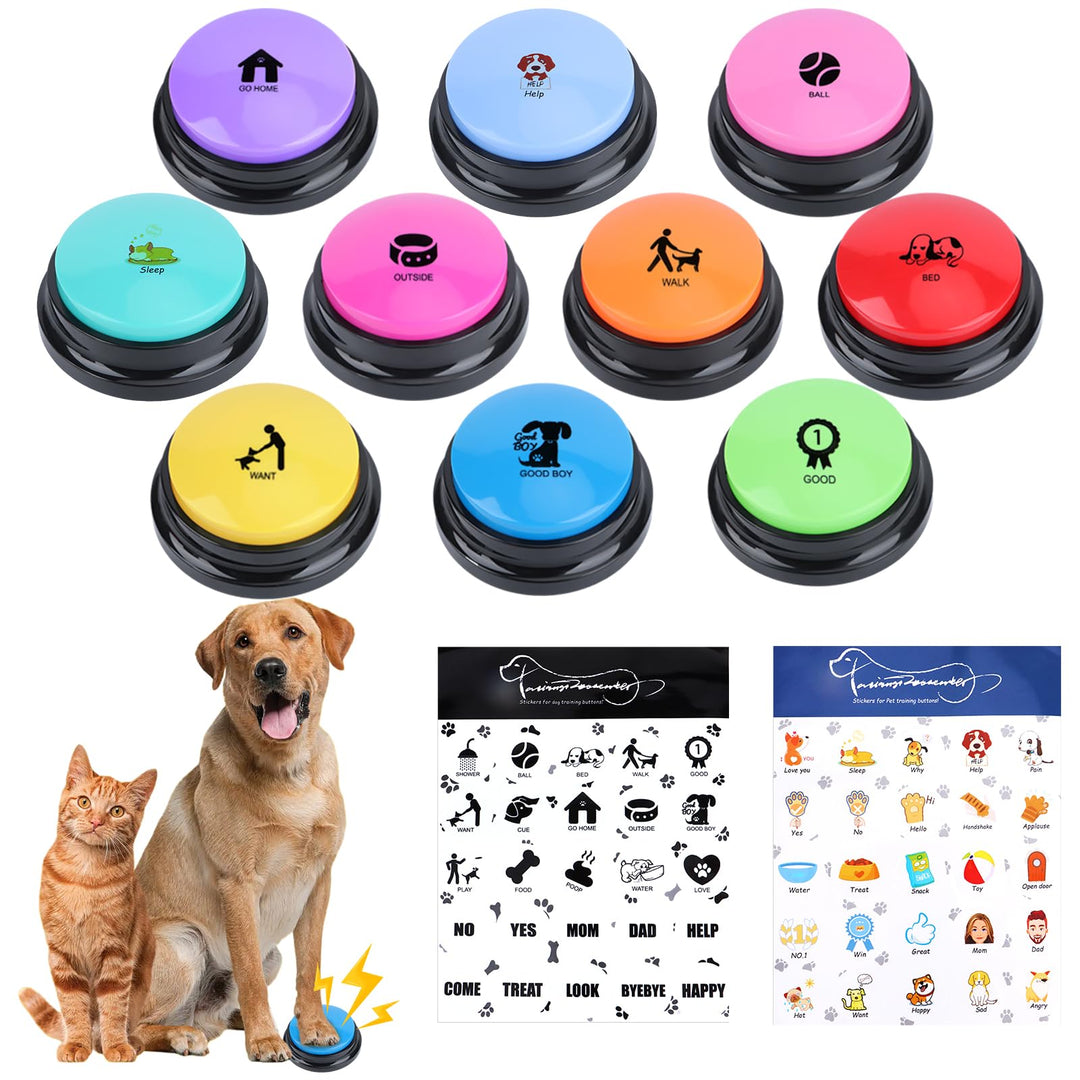 Buzzer mit Aufnahmefunktion, Pack of 10 Buzzers with Sound, mit 2 Aufkleber, Buzzer Hund für Die Int