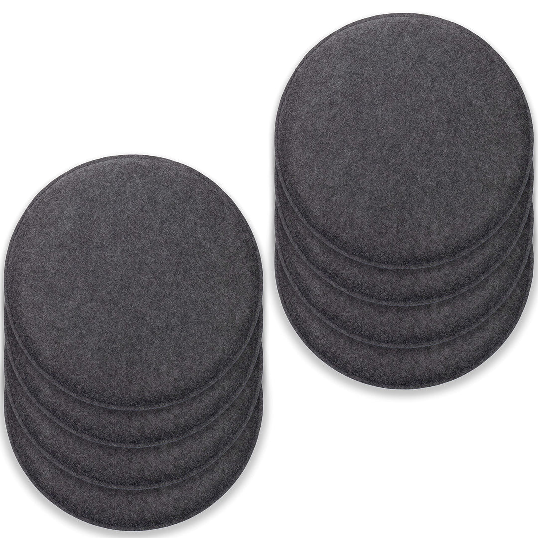 Rubberneck 8er Set rutschfeste Filz Sitzkissen rund, Stuhlkissen mit Antirutsch-Noppen, dunkelgrau D