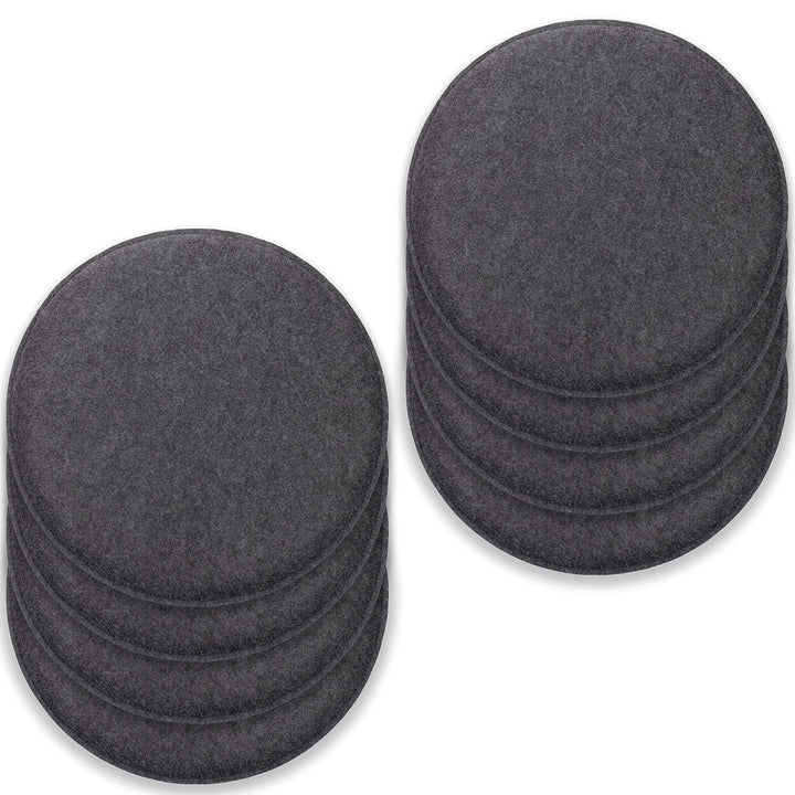 Rubberneck 8er Set rutschfeste Filz Sitzkissen rund, Stuhlkissen mit Antirutsch-Noppen, dunkelgrau D