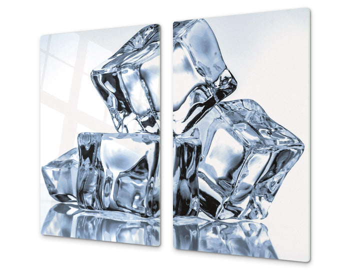 Küchenbrett aus Hartglas und Induktionskochplattenabdeckung – Schneideplatten SINGLE mit 60 x 52 cm