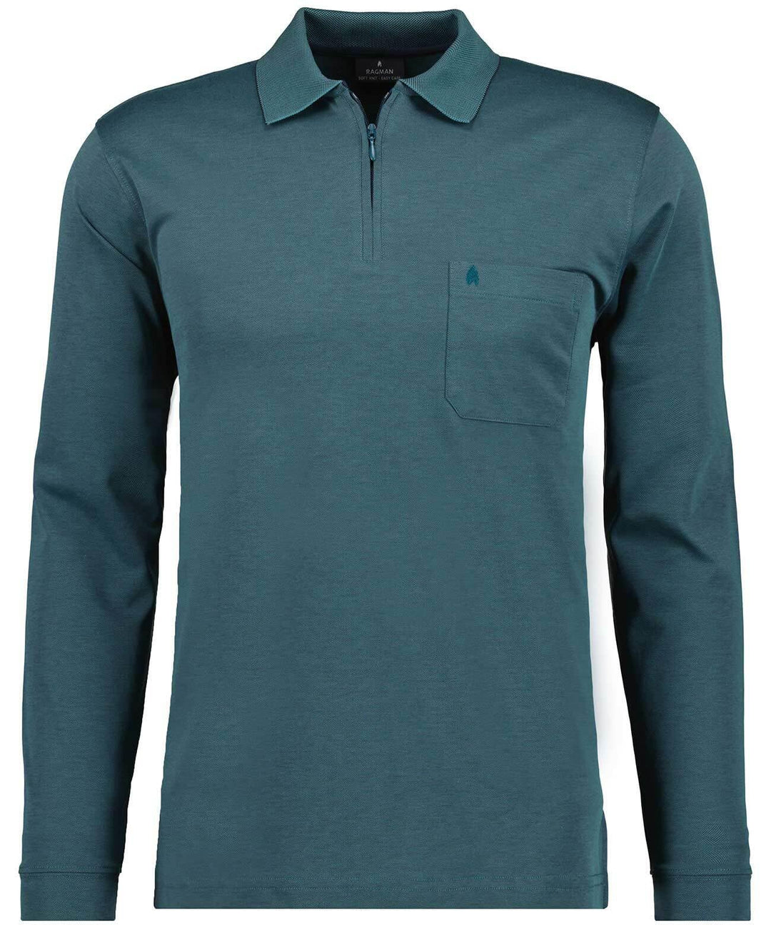 RAGMAN Herren Softknit-Polo Fineliner, Langarm XXL Grün, XXL Grün
