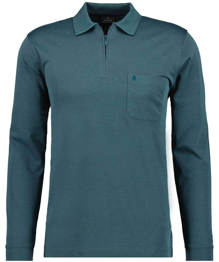RAGMAN Herren Softknit-Polo Fineliner, Langarm XXL Grün, XXL Grün