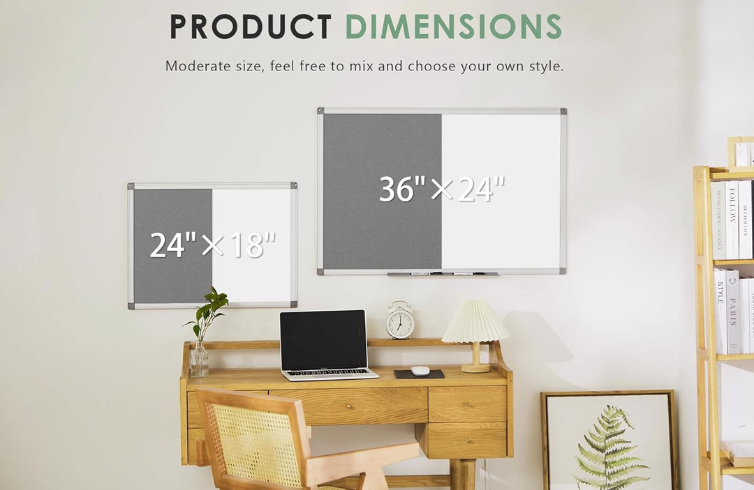 Swansea Whiteboard Magnettafel und Pinnwand Filz Wand Deko mit Aluminiumrahmen für Küche, Wohnung, B