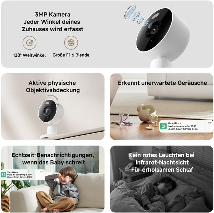 XIAOMI C100 2K 3MP Innenkamera Heim WLAN Überwachungskamera
