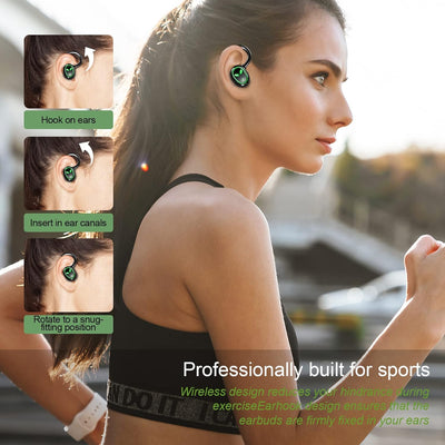Bluetooth 5.3 Kopfhörer Sport, Kabellos In Ear Stereo mit HD Mic, Tiefer Bass Noise Cancelling Ohrhö