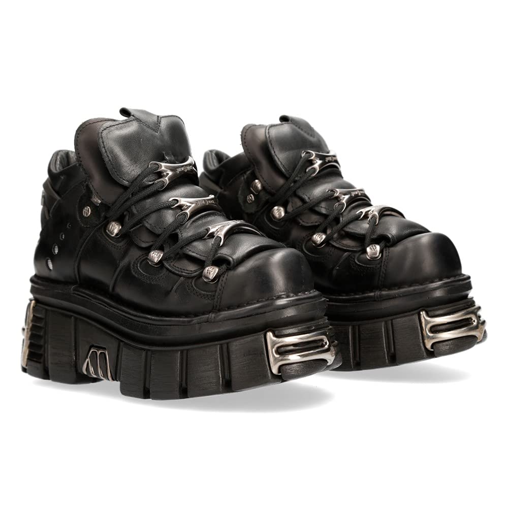 New Rock 106 Stiefeletten für Herren, Schwarz, mit Plattform und Verzierungen, Metallic, Urban Black