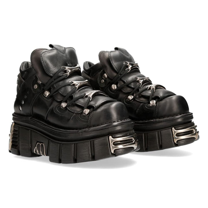 New Rock 106 Stiefeletten für Herren, Schwarz, mit Plattform und Verzierungen, Metallic, Urban Black
