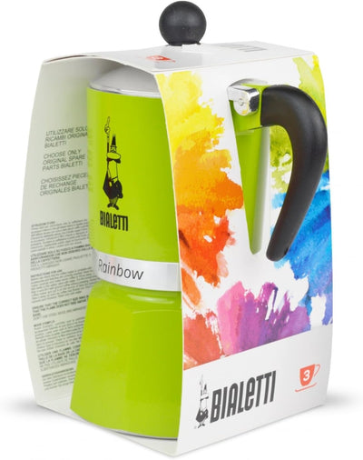 Bialetti 4972 Rainbow Caffettiera Colorata, Alluminio, Verde, 3 Tazze, Grün Grün 3 Tassen