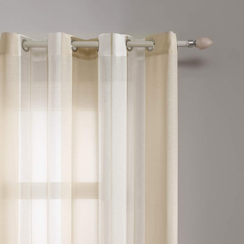 MIULEE Gardinen Gestreift Transparent mit Ösen, Voile Vorhänge Wohnzimmer Modern 2er Set, Vorhang Sc