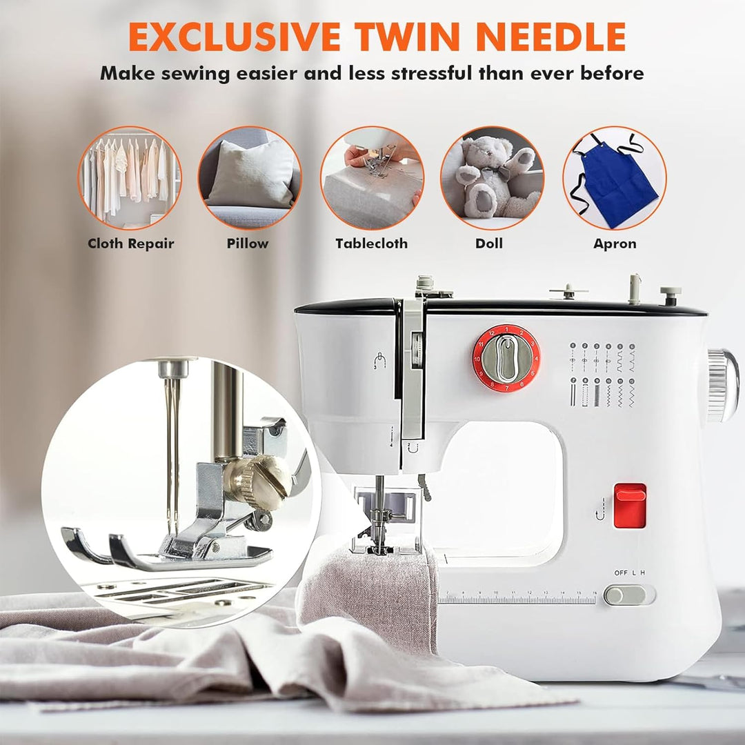 Dekaim FLSM-519 Nähmaschine, Elektrische Nähmaschine für Anfänger und Kinder, 12 Stichprogrammen, Fr