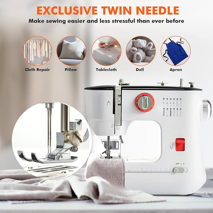 Dekaim FLSM-519 Nähmaschine, Elektrische Nähmaschine für Anfänger und Kinder, 12 Stichprogrammen, Fr