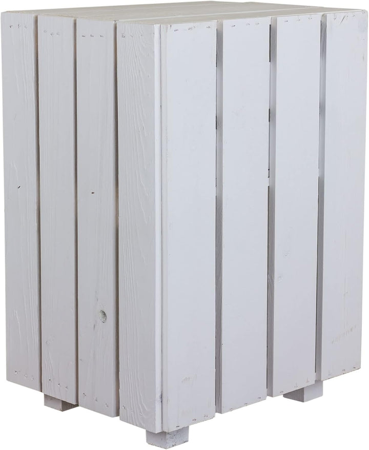 Kistenkolli Altes Land Nachttisch Abstelltisch weiss/geflammt mit Schublade ca 30x40x55cm Regalkiste