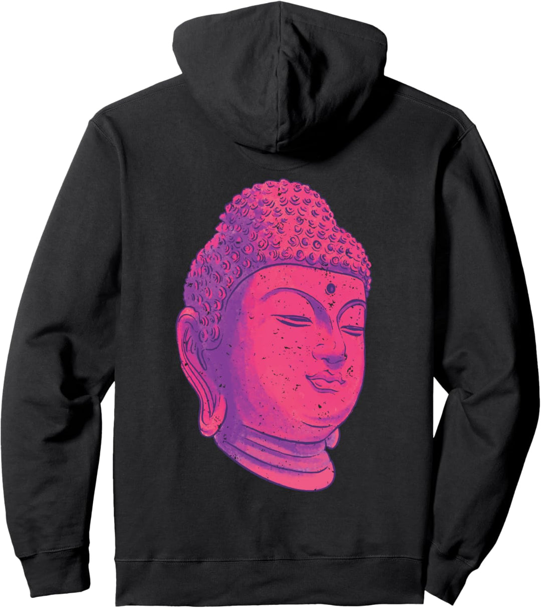 Backprint Buddha Kopf Heiligkeit und Chakra Pullover Hoodie