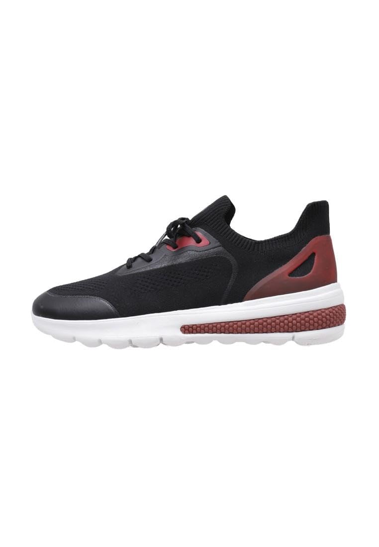 Geox Herren U Spherica Actif Sneaker 41 EU Black Red, 41 EU Black Red