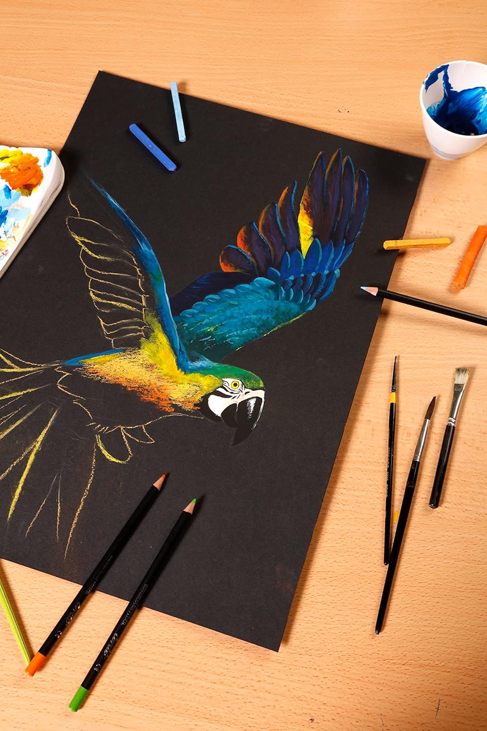 Clairefontaine 975169C - Packung mit 4 Blöcken Paint´ON Noir, DIN A4, kopfseitig geleimt, 20 Blatt,