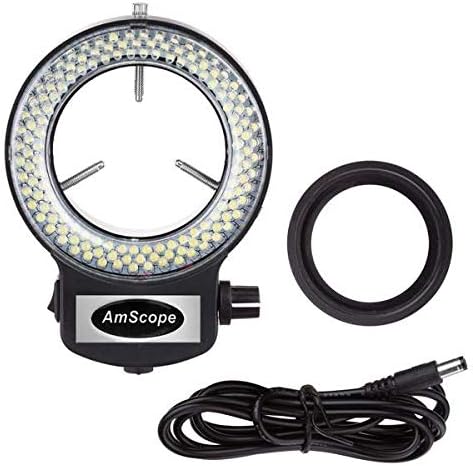 AMSCOPE LED-144B-ZK 144 LED verstellbare Ringleuchte Ringlicht in Schwarz mit Einer Aufsatzgrösse vo